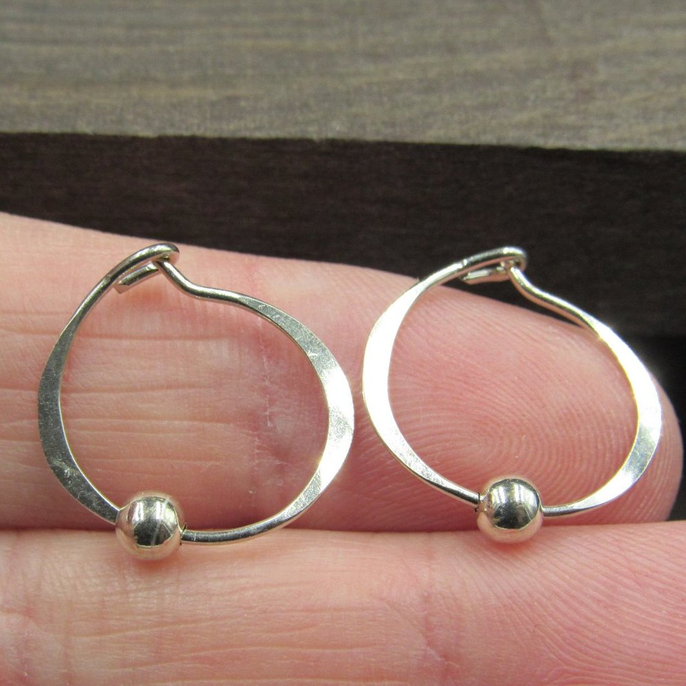 Sterling Silver Small Orb Circle Dangle Earrings - image 1